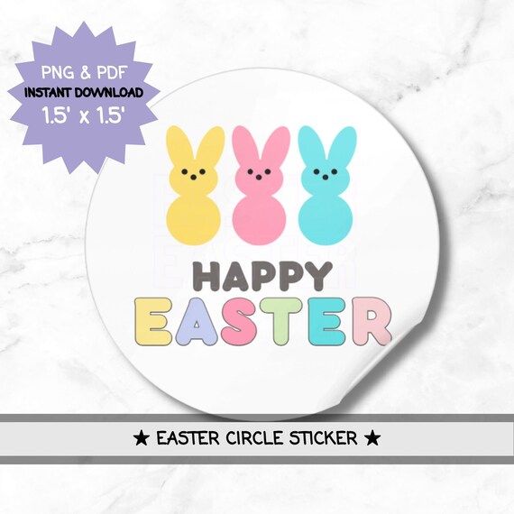 Printable Easter PNG Peeps Easter Theme Sticker Template 