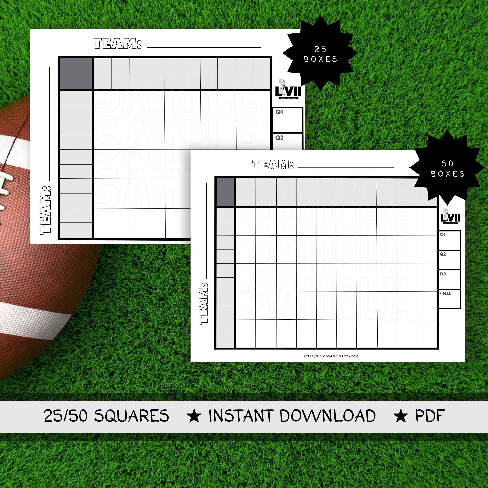 25 Box Squares Printable Football Pool Football Boxes 50 Square Grid 25 Box Squares Printable Football Pool Football Boxes 50 Square Grid