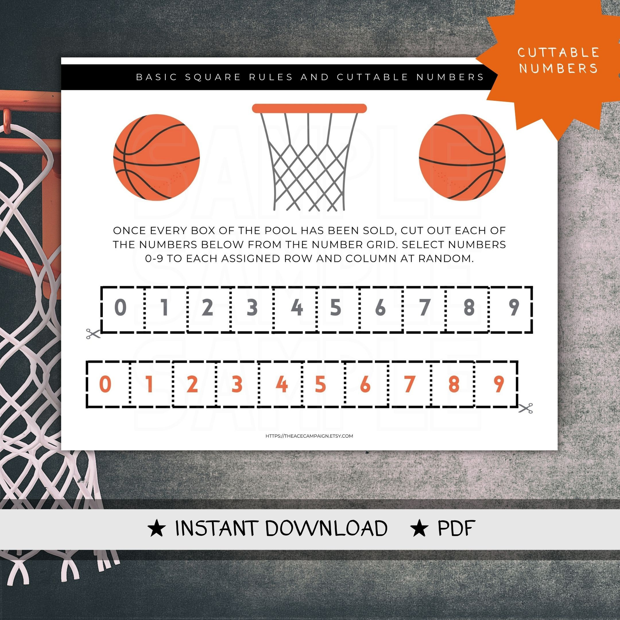 Basketball Squares | Basketball Boxes | Printable | March Madness ...
