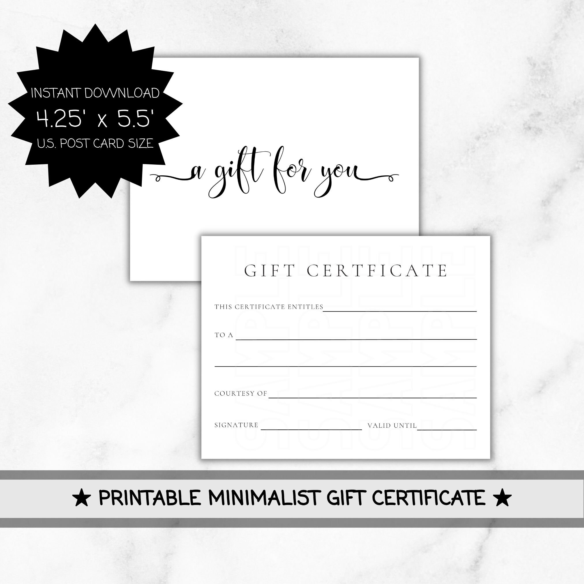 Editable Gift Certificate, Printable Gift Certificate, Minimalist Gift ...