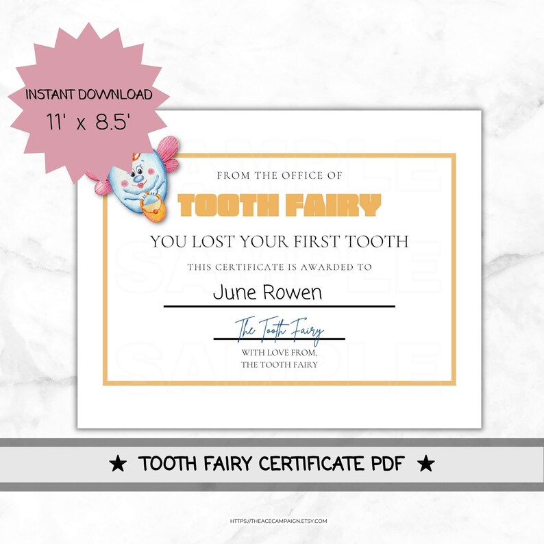 Editable Tooth Fairy Certificate Printable First Lost Tooth Print at ...