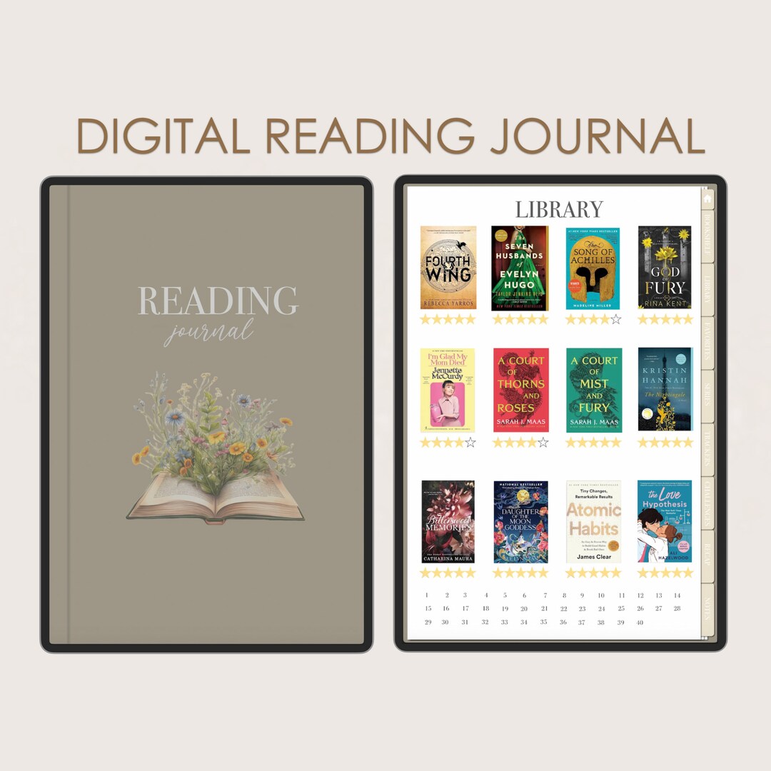 Digital Reading Journal Minimalistic Book Planner for Readers Etsy