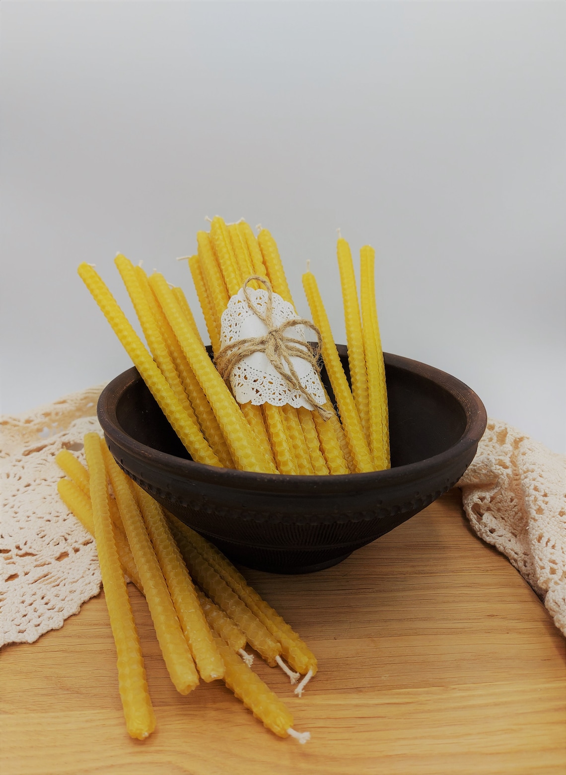 PURE Handrolled Beeswax Taper Candles Thin Candles Skinny Etsy