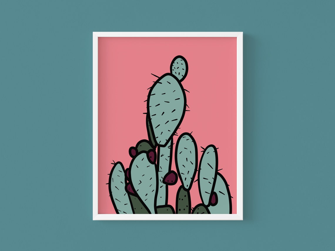 Cactus Print Printable Wall Art Pop Art Line Art Modern Etsy