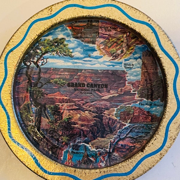 Set of Six Vintage Grand Canyon Souvenir Tin Coasters
