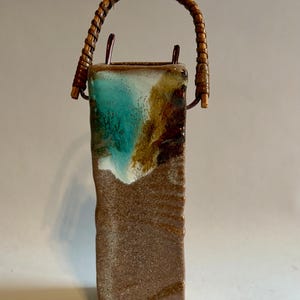 Vintage Japanese Studio Pottery Wall Pocket Vase