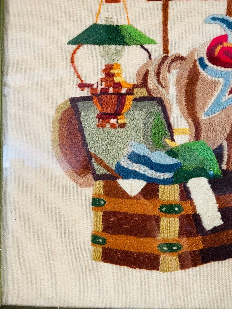 Carousel Needlepoint Vintage Antique Carousel Crewel Needlepoint - Etsy