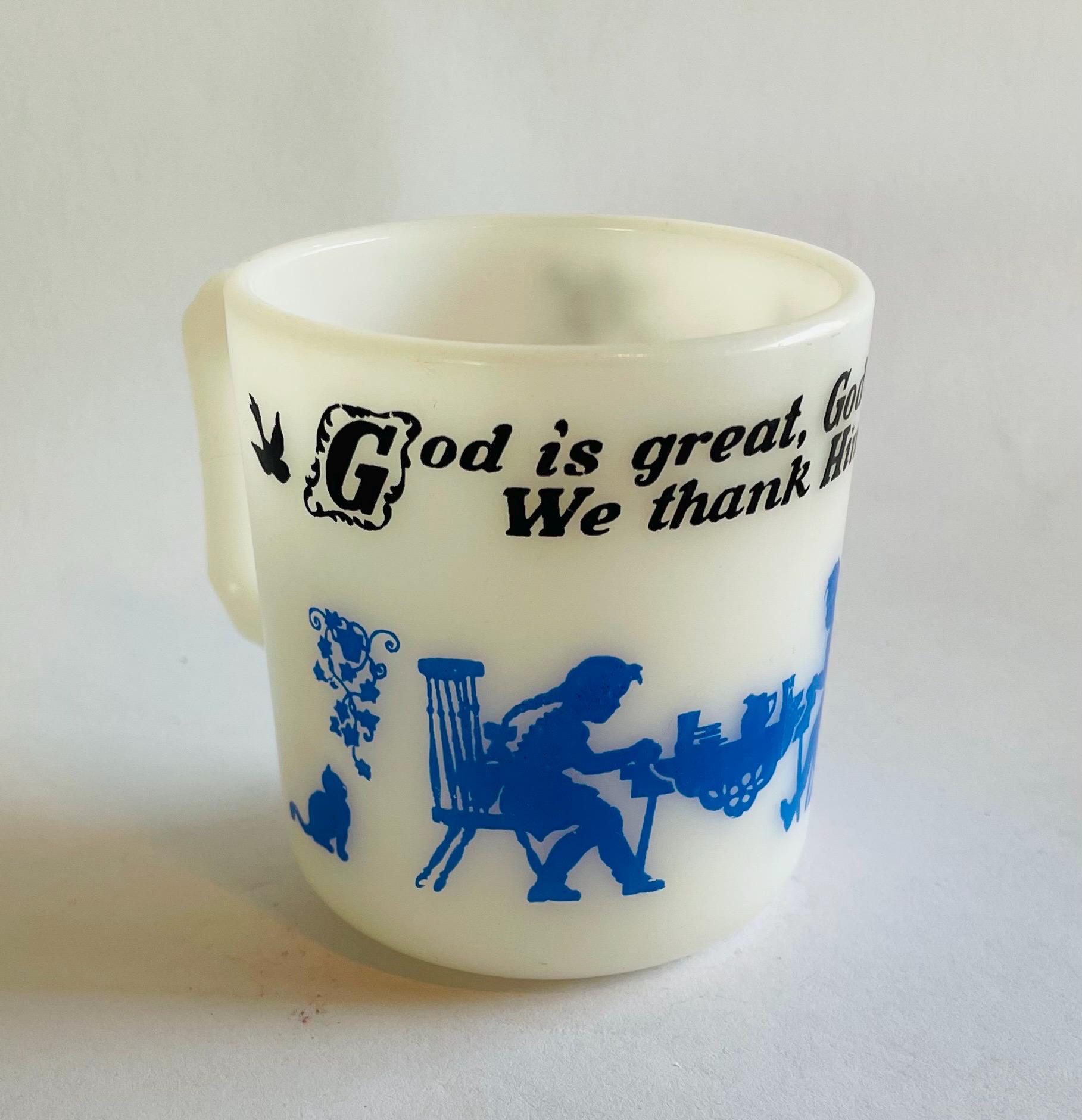 Vintage Hazel Atlas Milk Glass Prayer Mug - Etsy