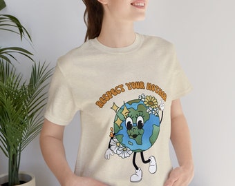 Respeta a tu madre camisa retro de la tierra, camisa de mamá hippie, camiseta retro de la tierra, camisa de la madre tierra