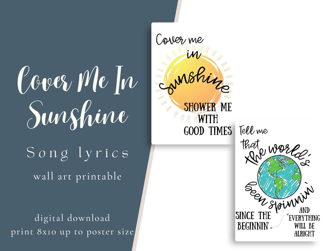 Cover Me in Sunshine Lyrics Printable Wall Art Etsy