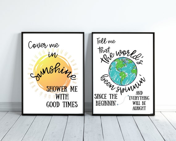 Cover Me in Sunshine lyrics printable wall art