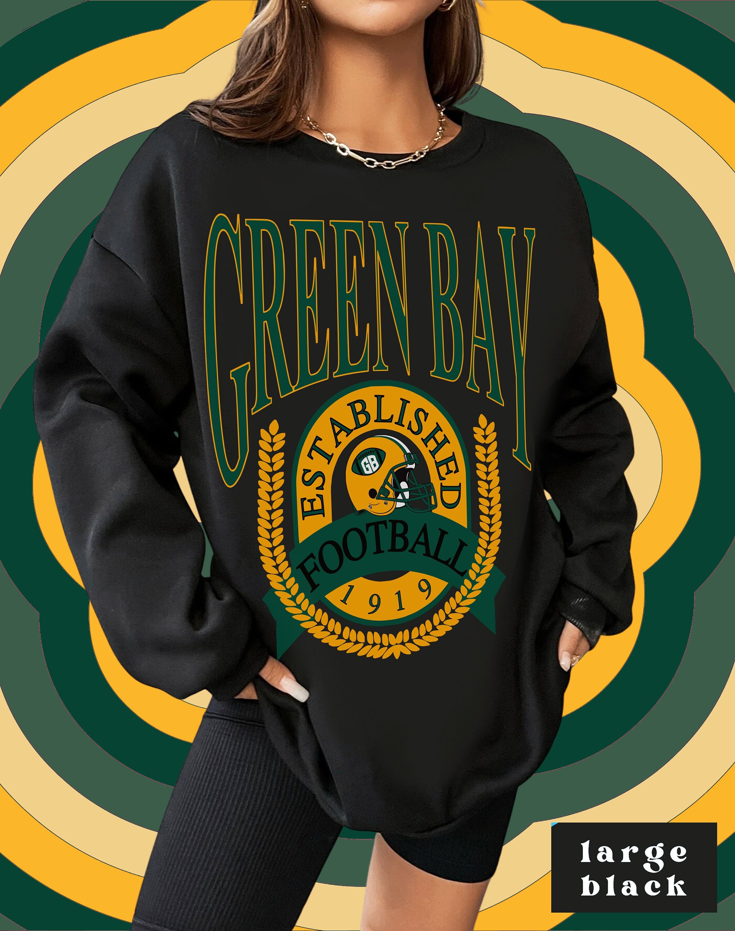 Throwback Green Bay Packers Football Sweatshirt - Vintage Unisex Retro Crewneck