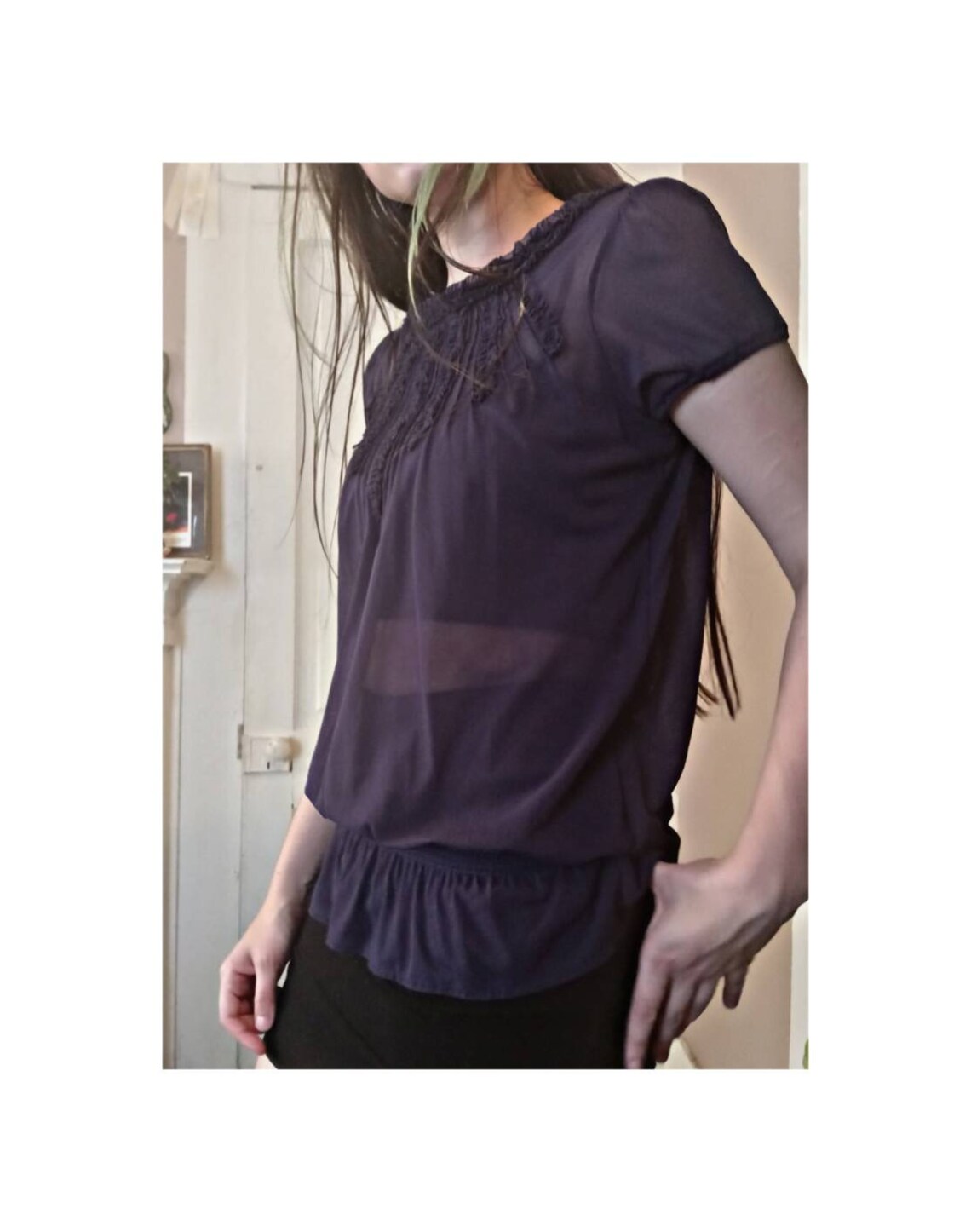 Royal Purple Sheer Blouse Etsy