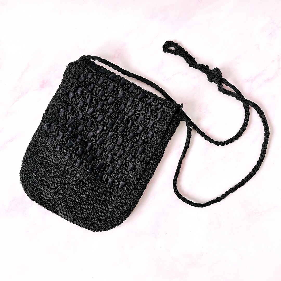 Small Black Crochet Bag Cute Crochet Crossbody Purse Etsy