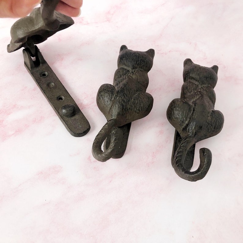 Cat Door Knocker Vintage Cast Iron Cat Shape Kitschy Figural Front Door