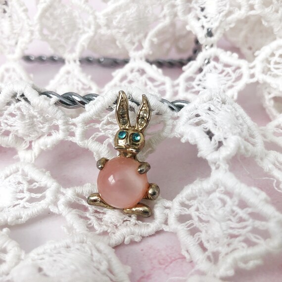 Tiny Vintage Rabbit Brooch - Small Bunny Pin - Cu… - image 3