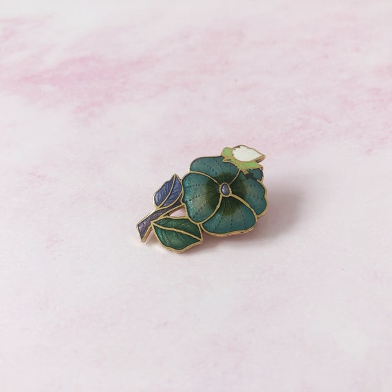 Cute Enamel Flower Pin - Vintage 1980s Posy Poppy… - image 4