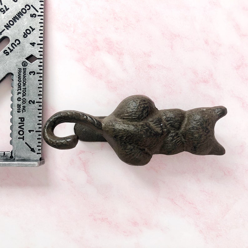 Cat Door Knocker Vintage Cast Iron Cat Shape Kitschy Figural Front Door