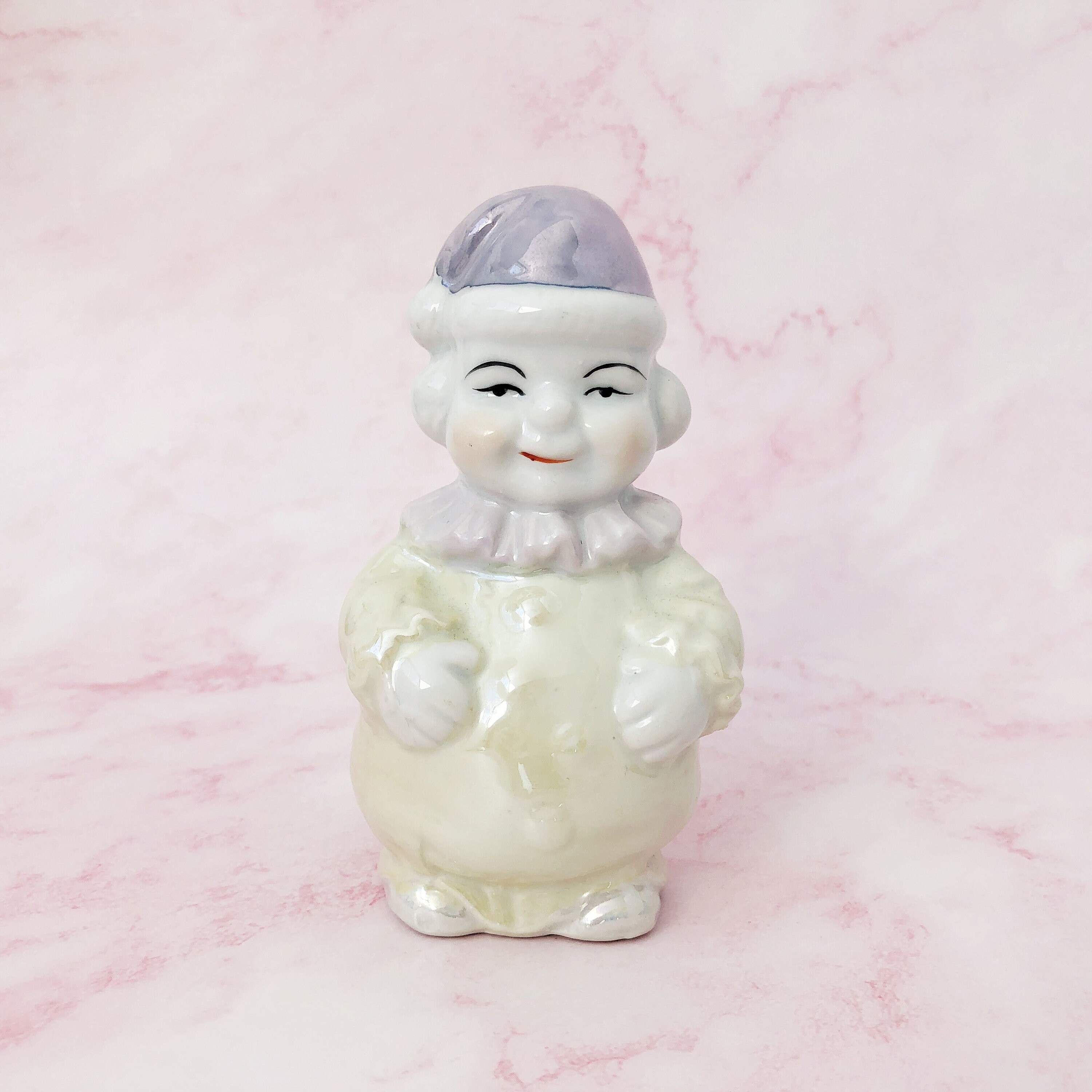 Pair of Cute Clown Figurines Vintage 80s Lustreware Pastel Decor ...