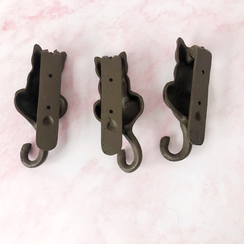 Cat Door Knocker Vintage Cast Iron Cat Shape Kitschy Figural Front Door