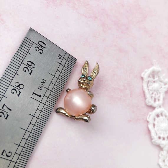 Tiny Vintage Rabbit Brooch - Small Bunny Pin - Cu… - image 4