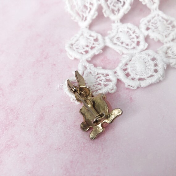 Tiny Vintage Rabbit Brooch - Small Bunny Pin - Cu… - image 6