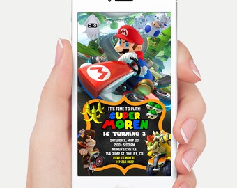 Mario Kart Birthday Invitation Etsy