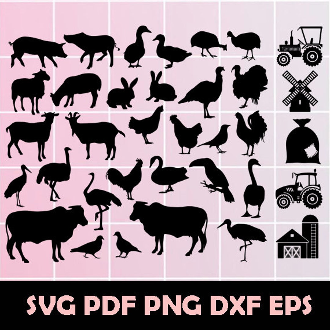 Farm Animal SVG, Farm Animal Clipart, Farm Animal Png, Farm Animal Dxf