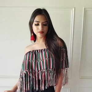 Tricolor Blouse, mexican blouse, croptop,mexican top, off the shoulder