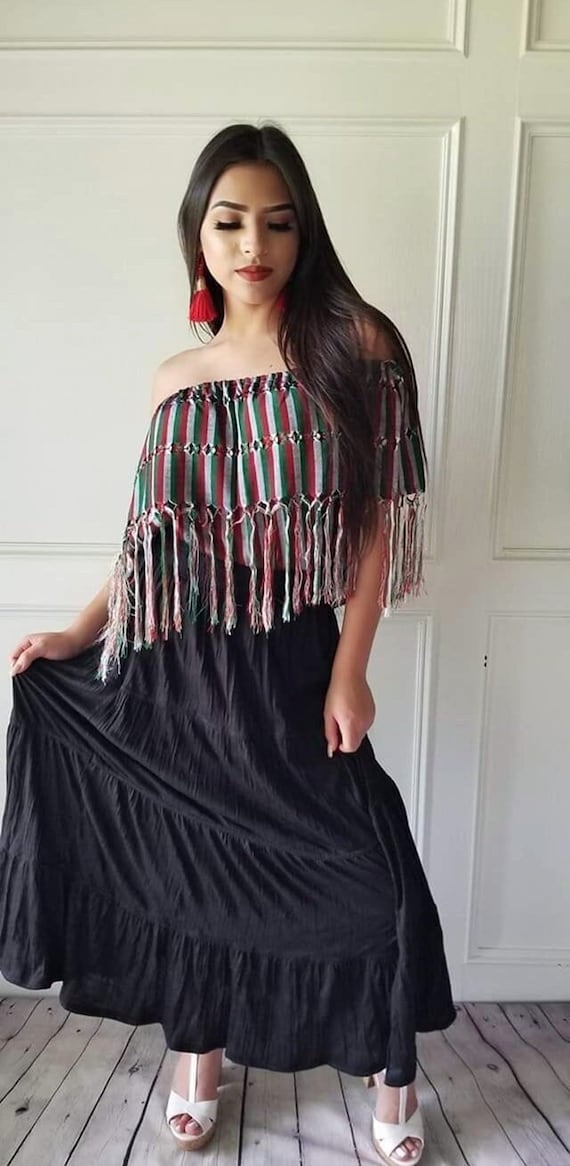 Blusa tricolor blusa mexicana croptop top mexicano fuera del hombro