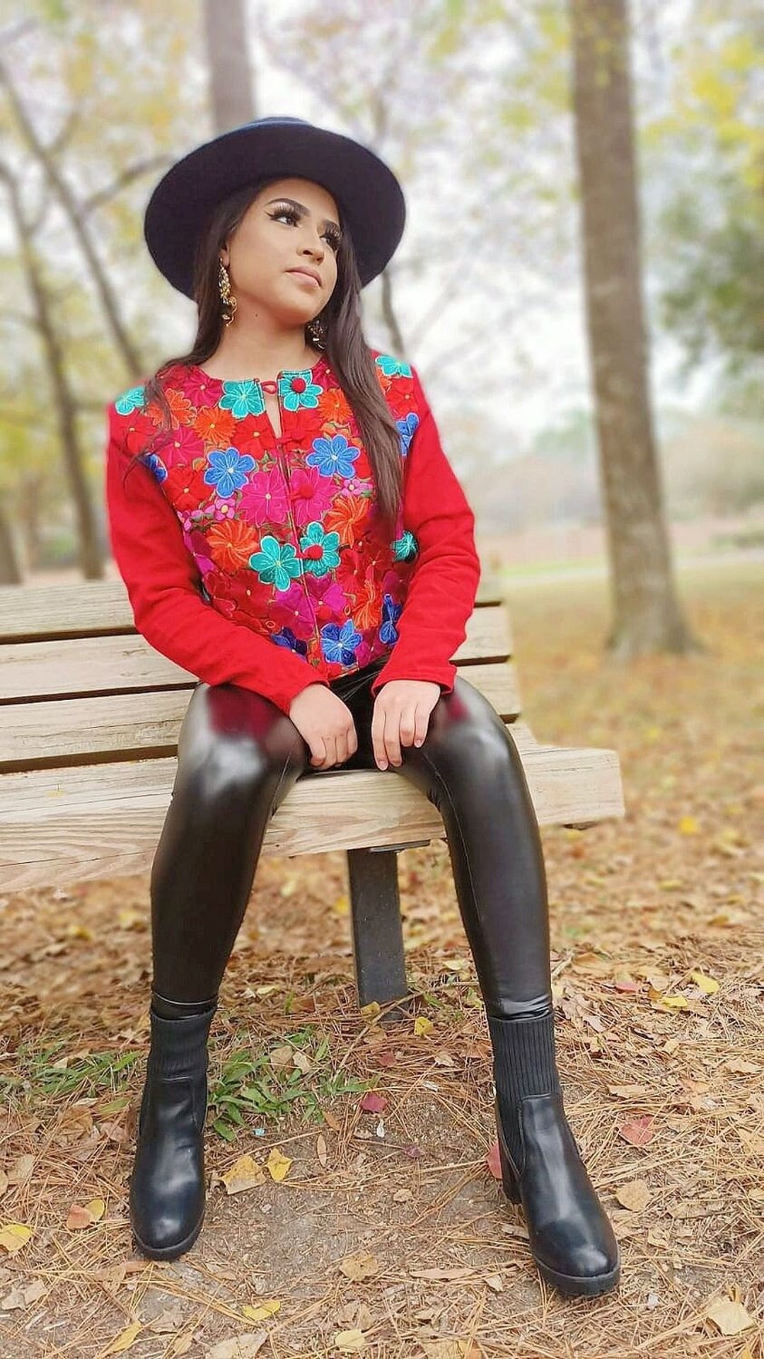 Mexican Floral Embroidered mexican Artisanal Denim Jacket. Etsy