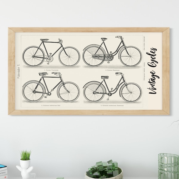 Samsung Frame TV Art, Vintage Cycles, Blueprint, Vintage Sketch, Pop Art, Instant Download, Digital Download, SFT290