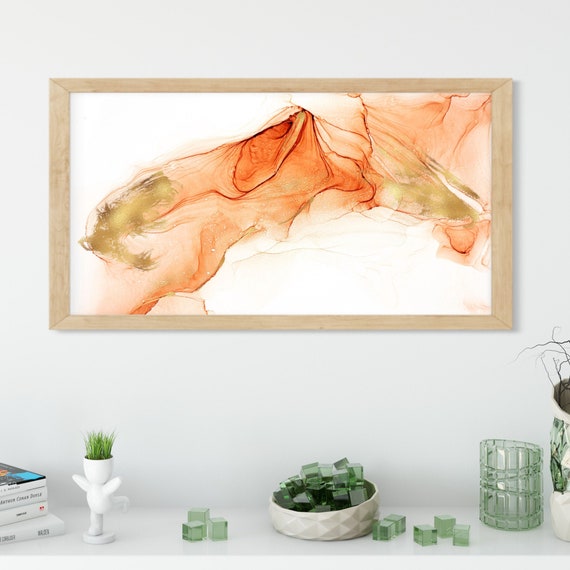 Samsung Frame Tv Art Bronze Gold Flow Abstract Alcohol Ink Etsy