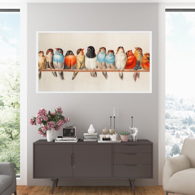 Vintage Birds SFTA19 Samsung Frame TV Art Instant Download Bird on a Wire Digital Download