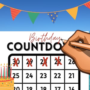 Printable Countdown Calendar.  30 Day Count Down to Vacation, Retirement, Birthday, Baby, Wedding... Any Occassion!