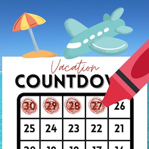 Printable Countdown Calendar. 30 Day Count Down to Vacation, Retirement ...