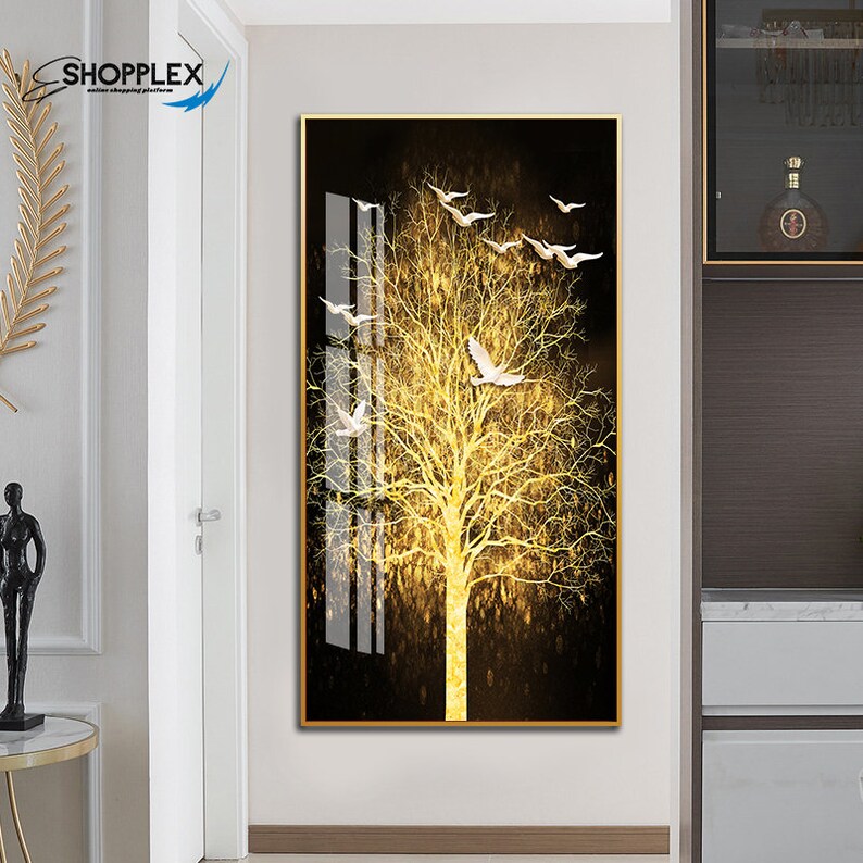 Gold Frame Tree of Life Crystal Porcelain Quality Print Framed Home