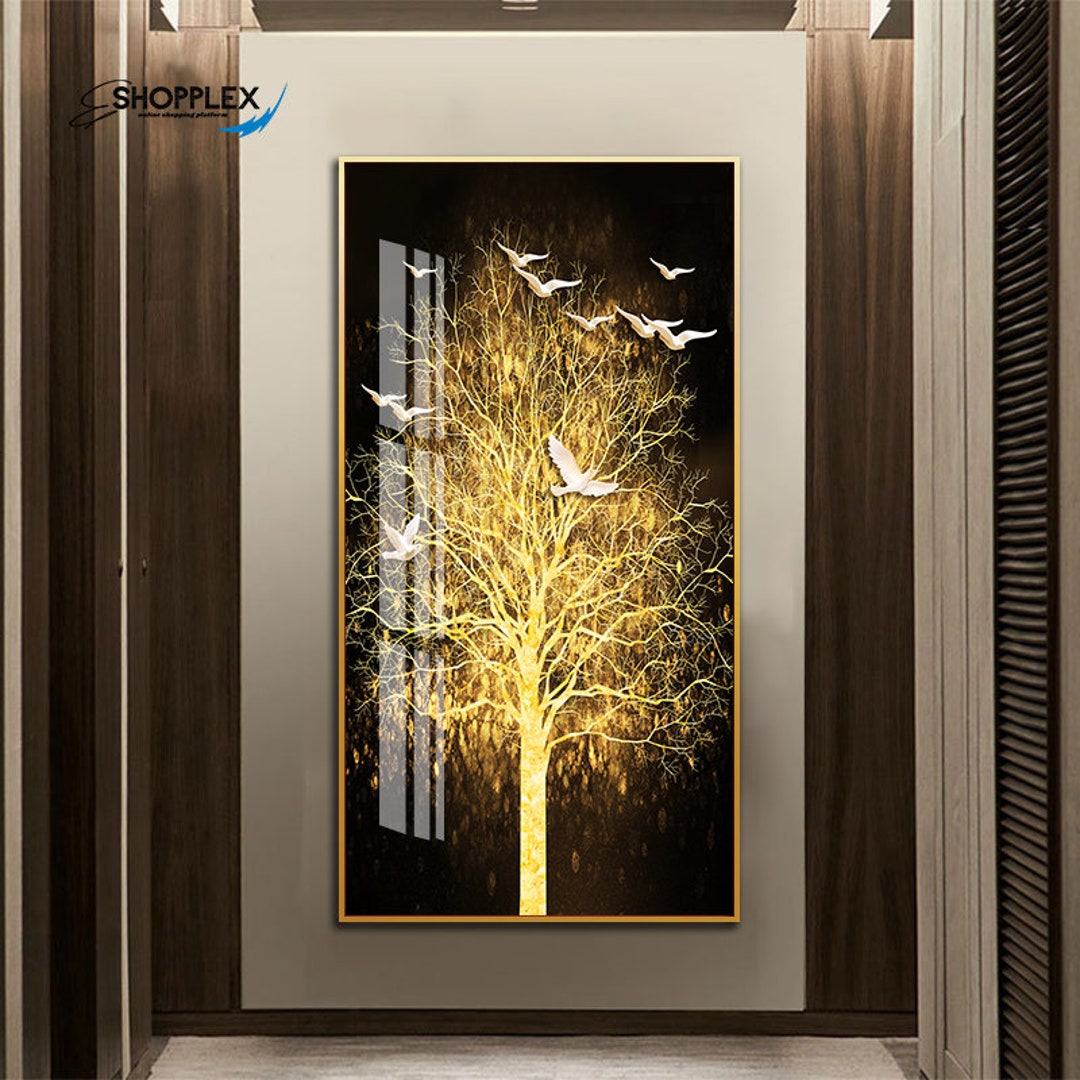 Gold Frame Tree of Life Crystal Porcelain Quality Print Framed Home