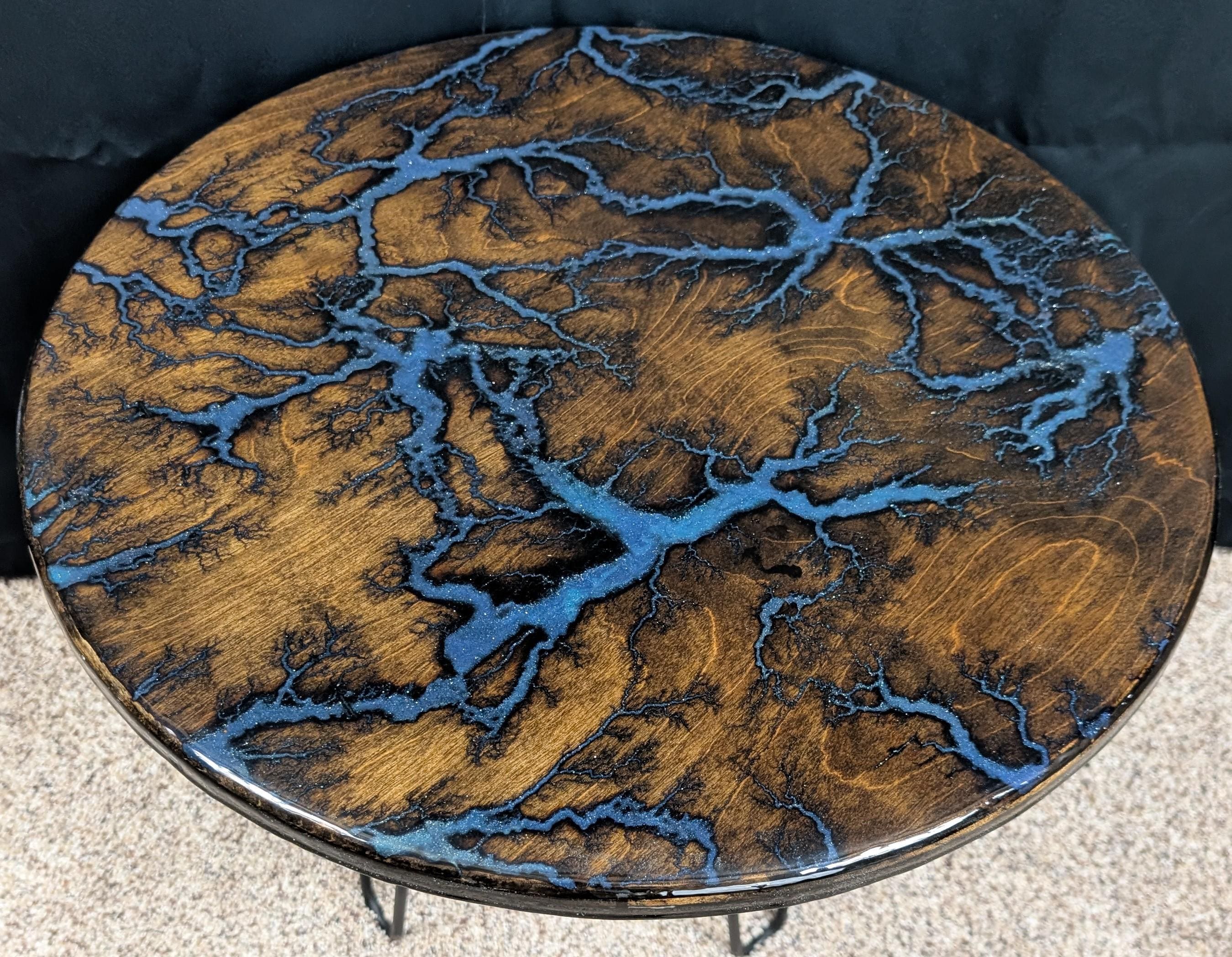 Set of 2 - Blue Lichtenberg End Tables