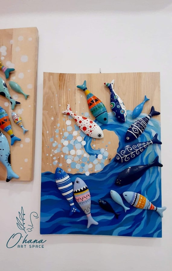 LEOGOR Multilayered Wood Crafts for Kids - Painting Activity with Unfinished Fish Cutouts - DIY Wooden Things to Paint for Girls Ages 8-12 and Boys