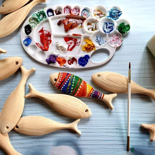 Unfinished wooden fish, blank fish  for DIY craft projects,  Wooden fish shape for art painting, 3D fish, fish for wall art