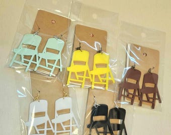 Folding Chair Earrings, Alabama Chair, Montgomery, For the Culture, Dangle Earrings, Riverboat Brawl, Cinco de Augusto, Alabama Slamma chair