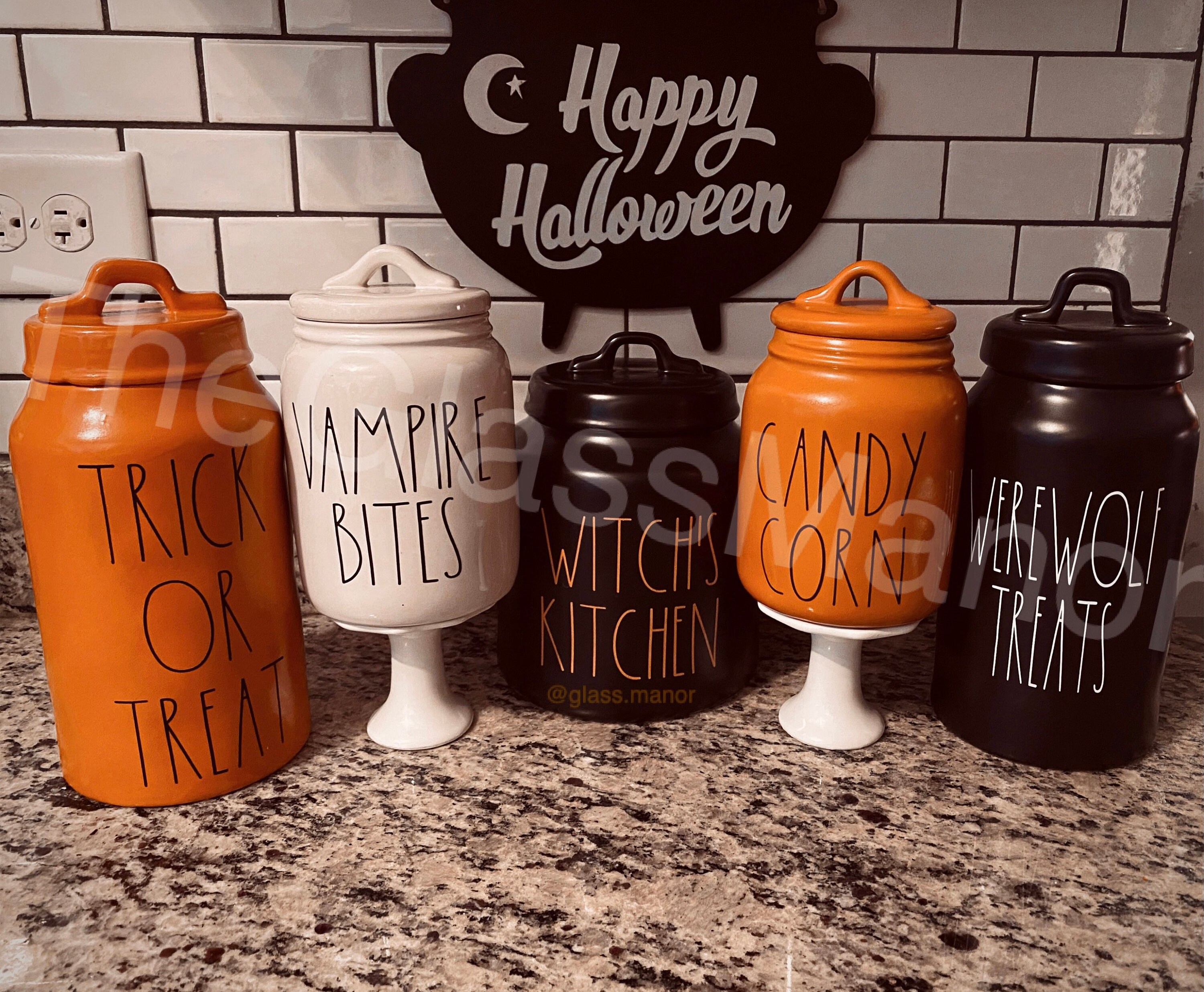 Rae Dunn OG 2017 Trick or Treat and Boo canisters