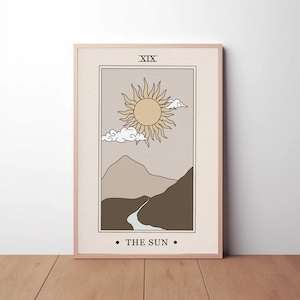 The Sun Tarot Card Print | A3 A4 A5 A6 Wall Art | Minimalist Boho | Poster, Bedroom, Art Decor, Living Room