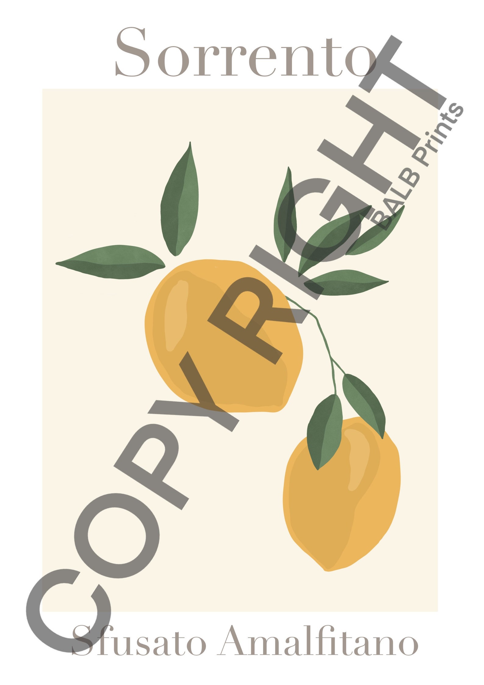 Sorrento Lemon Print A3 A4 A5 A6 Wall Art Minimalist Boho | Etsy