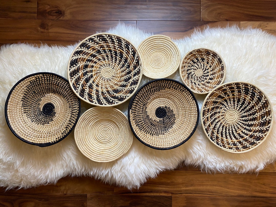Flat woven basket wall hanging shop