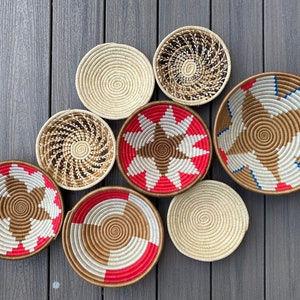 Moon’s Unique Set of 8 African Baskets 7.5”-12” Wall Baskets Set, Wall hanging decor, African wall basket, Boho wall art 080