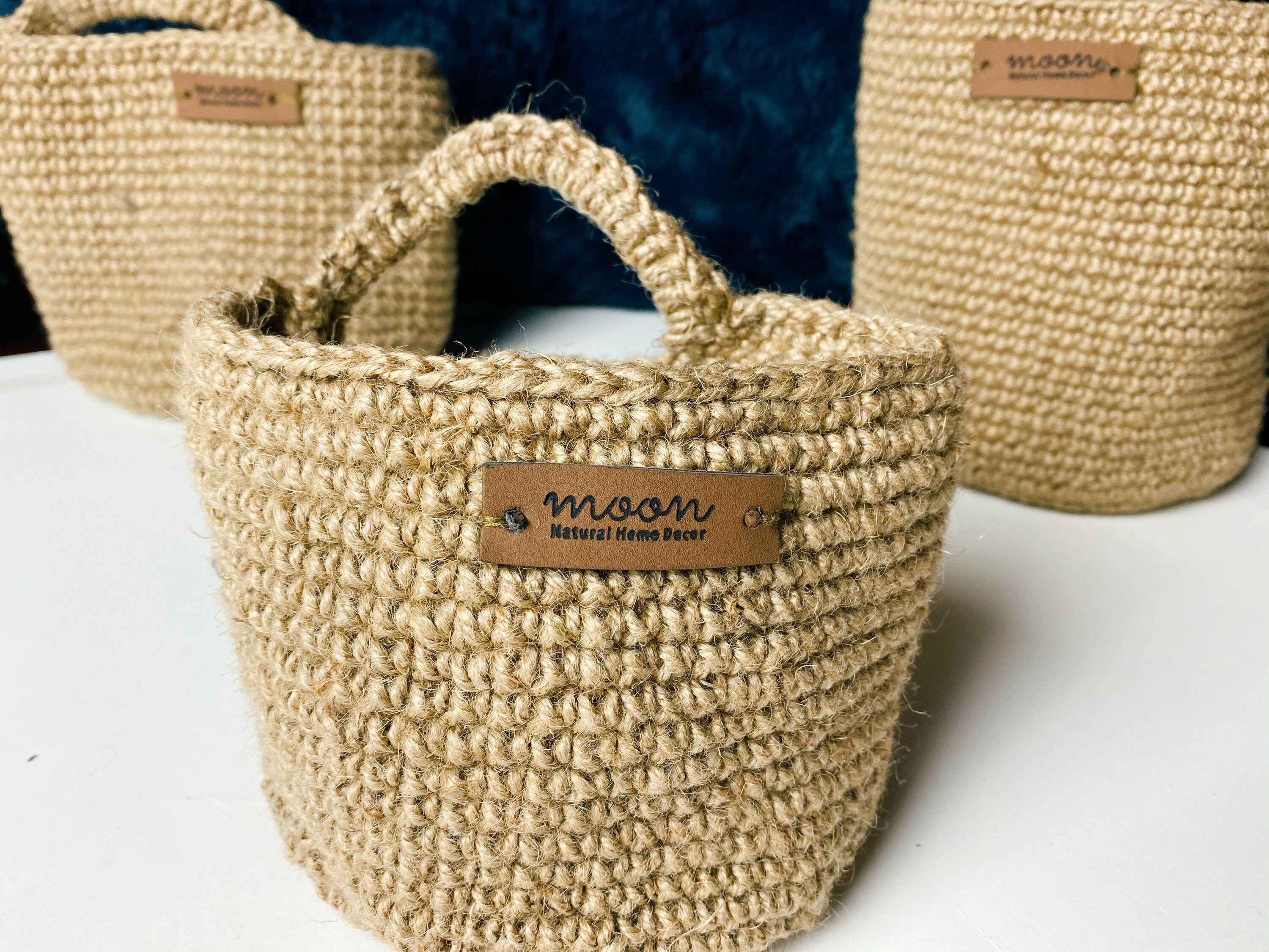 Set of 3 Jute storage baskets wall hanging baskets wall basket Etsy
