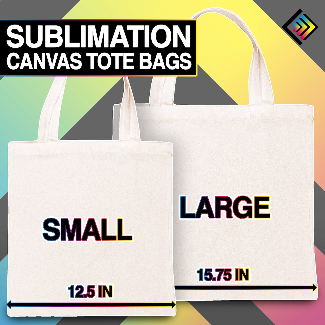 Polyester Canvas Sublimation Tote Bags Choose Your Size Etsy