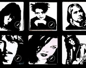 Custom prints:  Prince, David Bowie, Joey Ramone,  Robert Smith, Kurt Cobain, George Harrison, Shirley Manson, Slash, Jim Morrison!